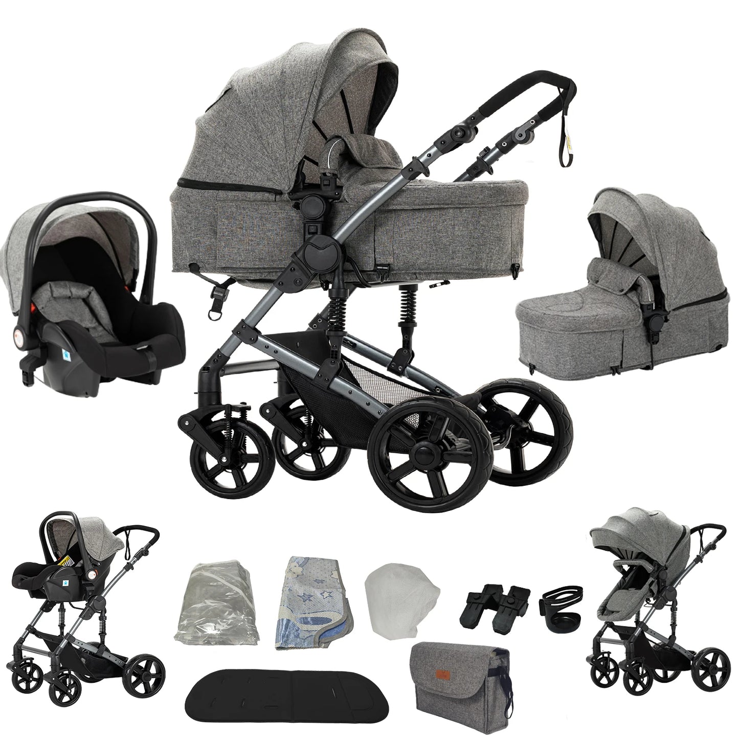 Passeggino 3 in 1 per neonati – Leggero, pieghevole e confortevole, ideale per ogni viaggio