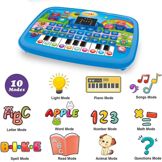 Kids’ Education Tablet Toy, Age 3+ Literacy Math Music Learning, Doubles as Electronic Keyboard, Birthday Christmas Gift