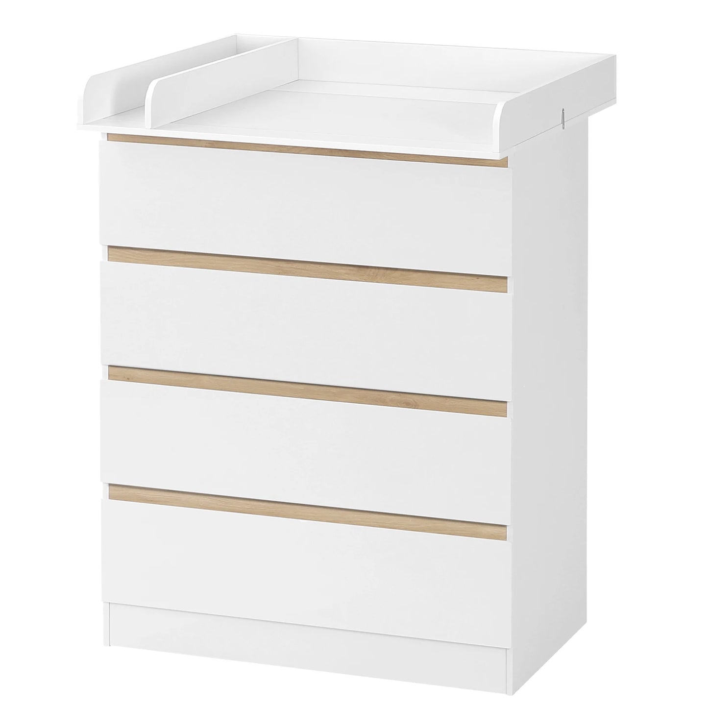 Fasciatoio WOLTU 1SET Bianco con 4 Cassetti 80x75x109,2cm Cassettiera Fasciatoio Unità di Stoccaggio per Bambini per Cameretta