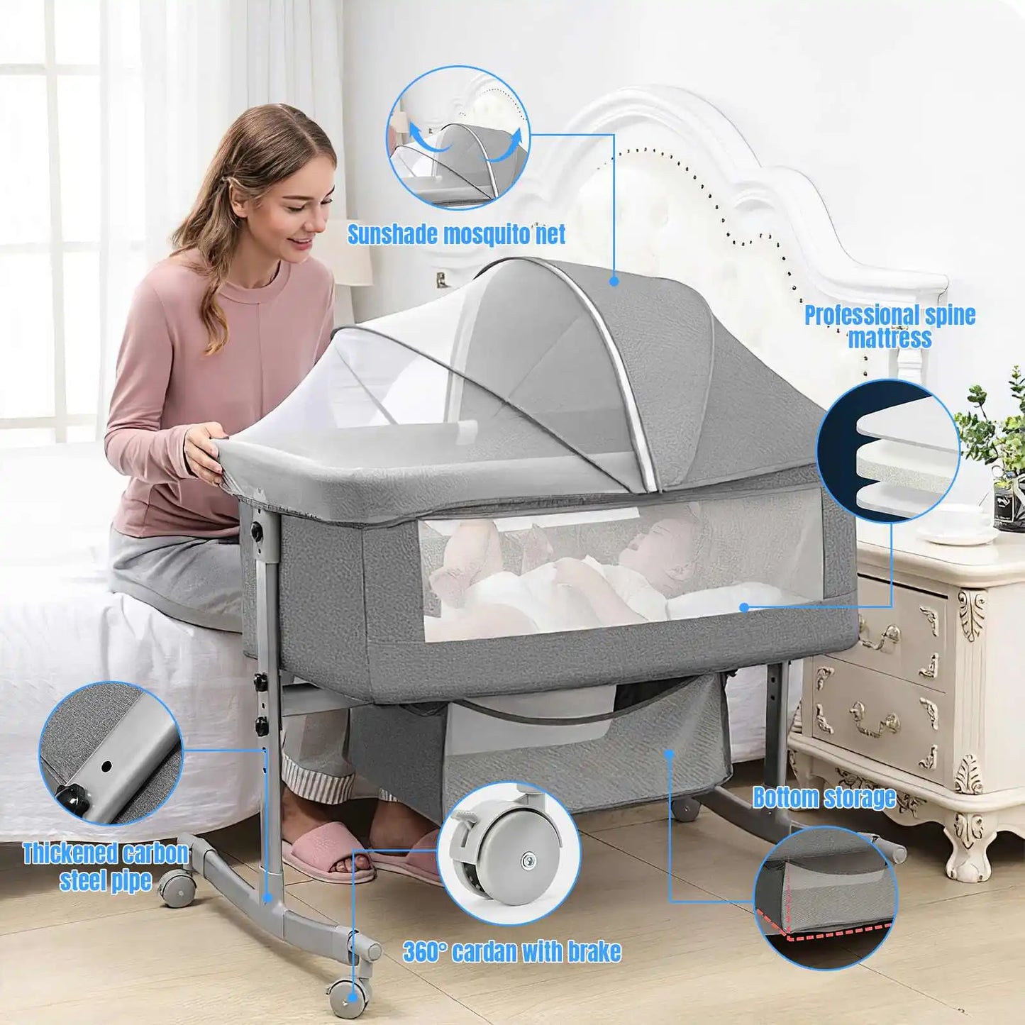 Culla Neonato 3 in 1 – Lettino, Co-Sleeping e Box Gioco