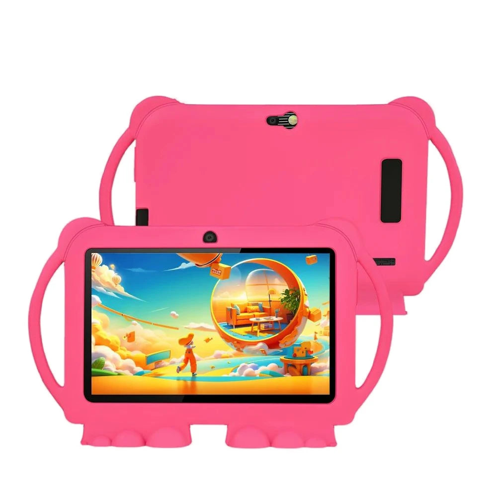 Nuovo tablet per bambini da 7 pollici (2025) con custodia antiurto a tema cartone animato, WiFi 5G, tablet educativo con Google per l’apprendimento, 4GB di RAM, 64GB di memoria interna, batteria da 4000mAh.
