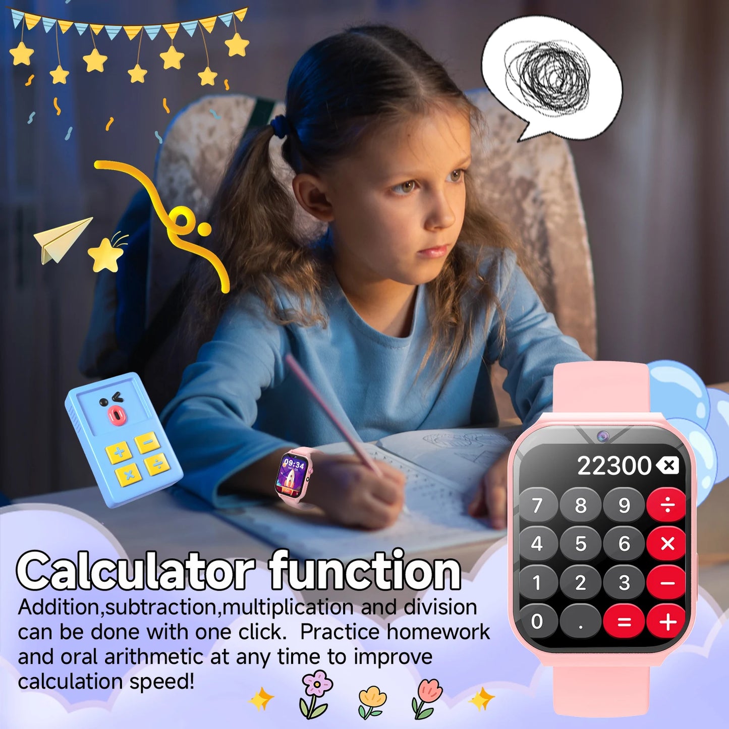 2025 New Smartwatch For Kids HD Camera Flashlight Study Partners Multi Games Calculator Children's Day Birthday Gift Boys Girls