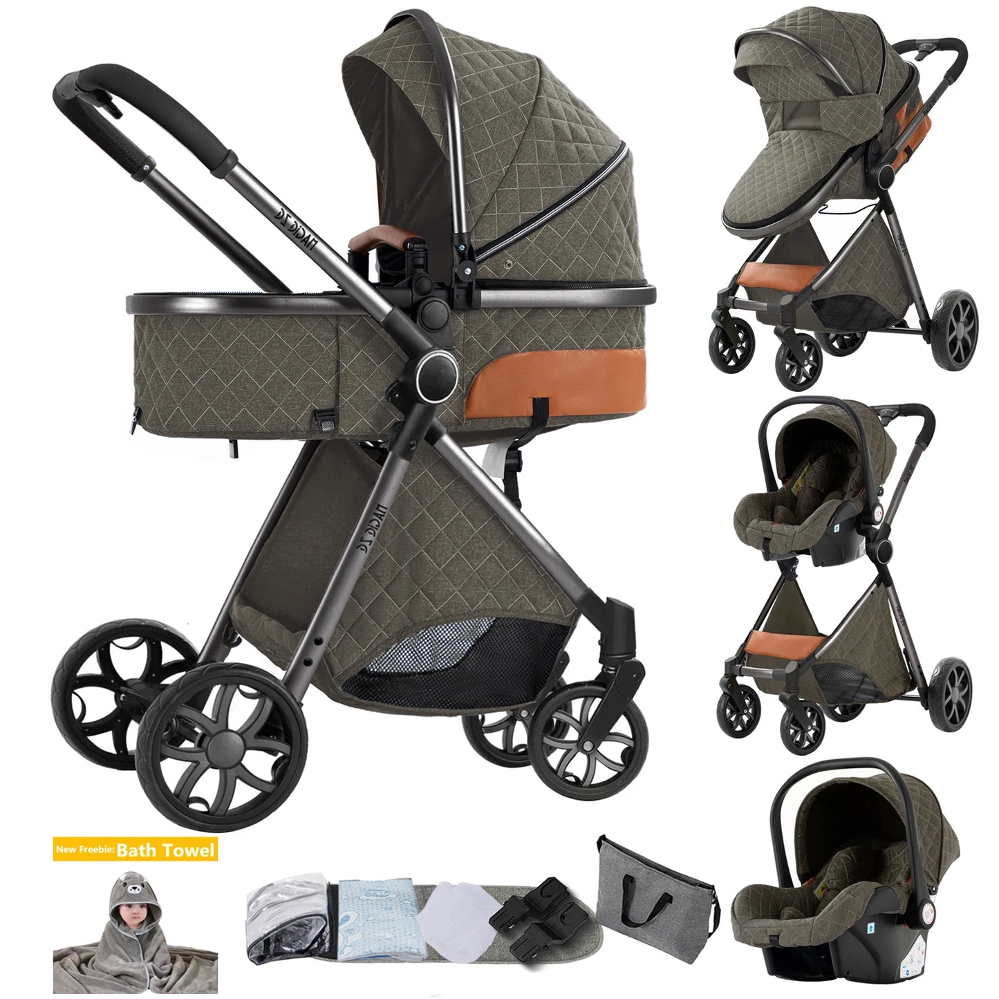 Passeggino 3 in 1 per neonati – Leggero, pieghevole e confortevole, ideale per ogni viaggio