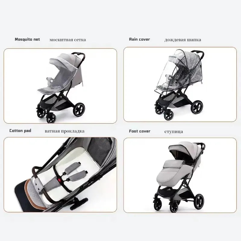 Passeggino per Bambini Altezza Elevata Portatile Ultraleggero Neonati Ammortizzante Passeggino da Viaggio Dondolo per Neonati Per Bambini da 0 a 4 Anni