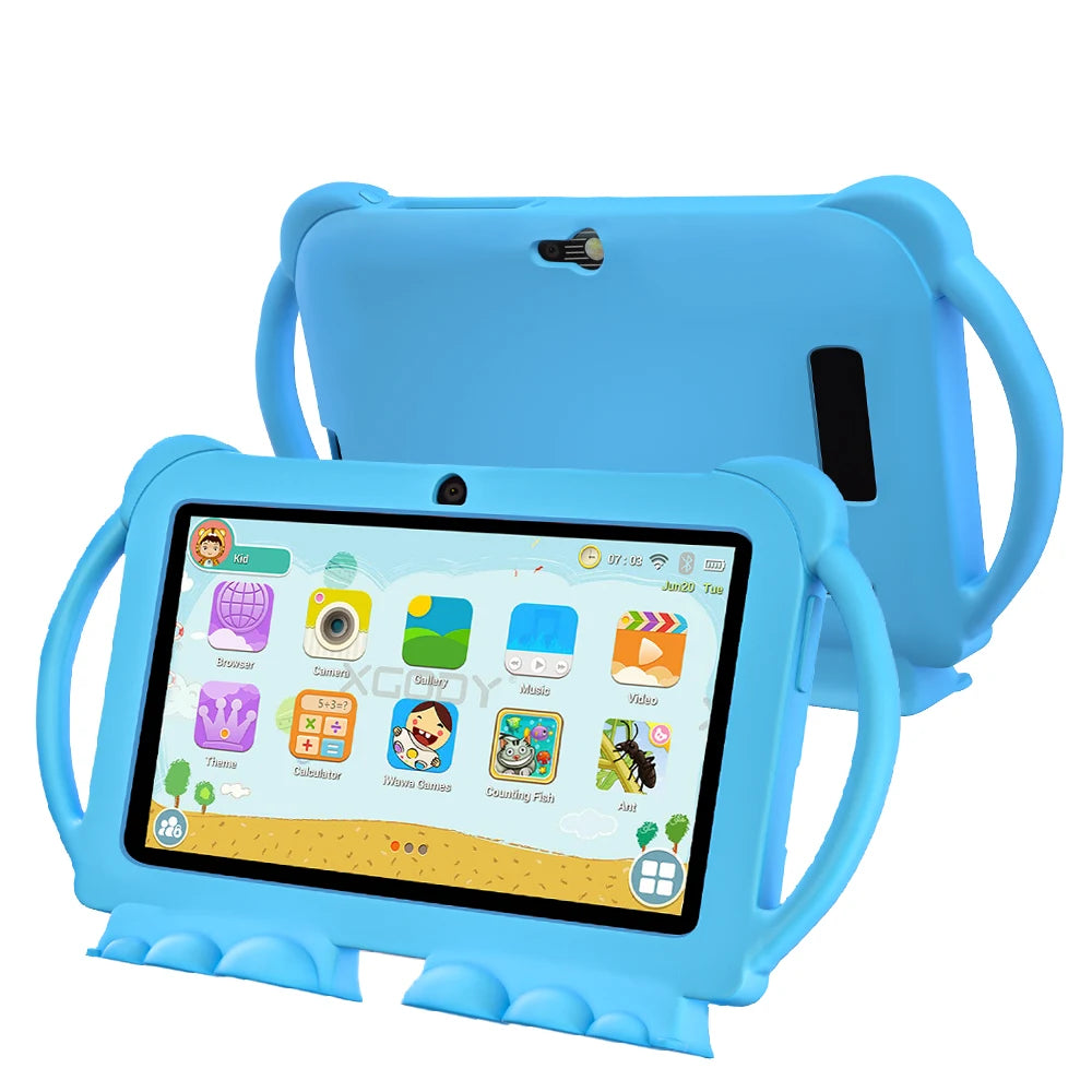 Nuovo tablet per bambini da 7 pollici (2025) con custodia antiurto a tema cartone animato, WiFi 5G, tablet educativo con Google per l’apprendimento, 4GB di RAM, 64GB di memoria interna, batteria da 4000mAh.
