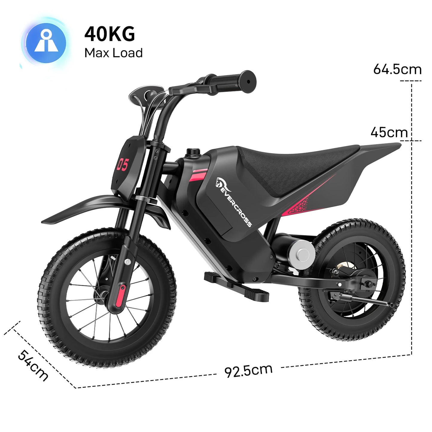 “EVERCROSS TECH EV05M moto elettrica per bambini, 150W, velocità 8/16 km/h, autonomia fino a 10 km, moto da cross da 12 pollici per bambini