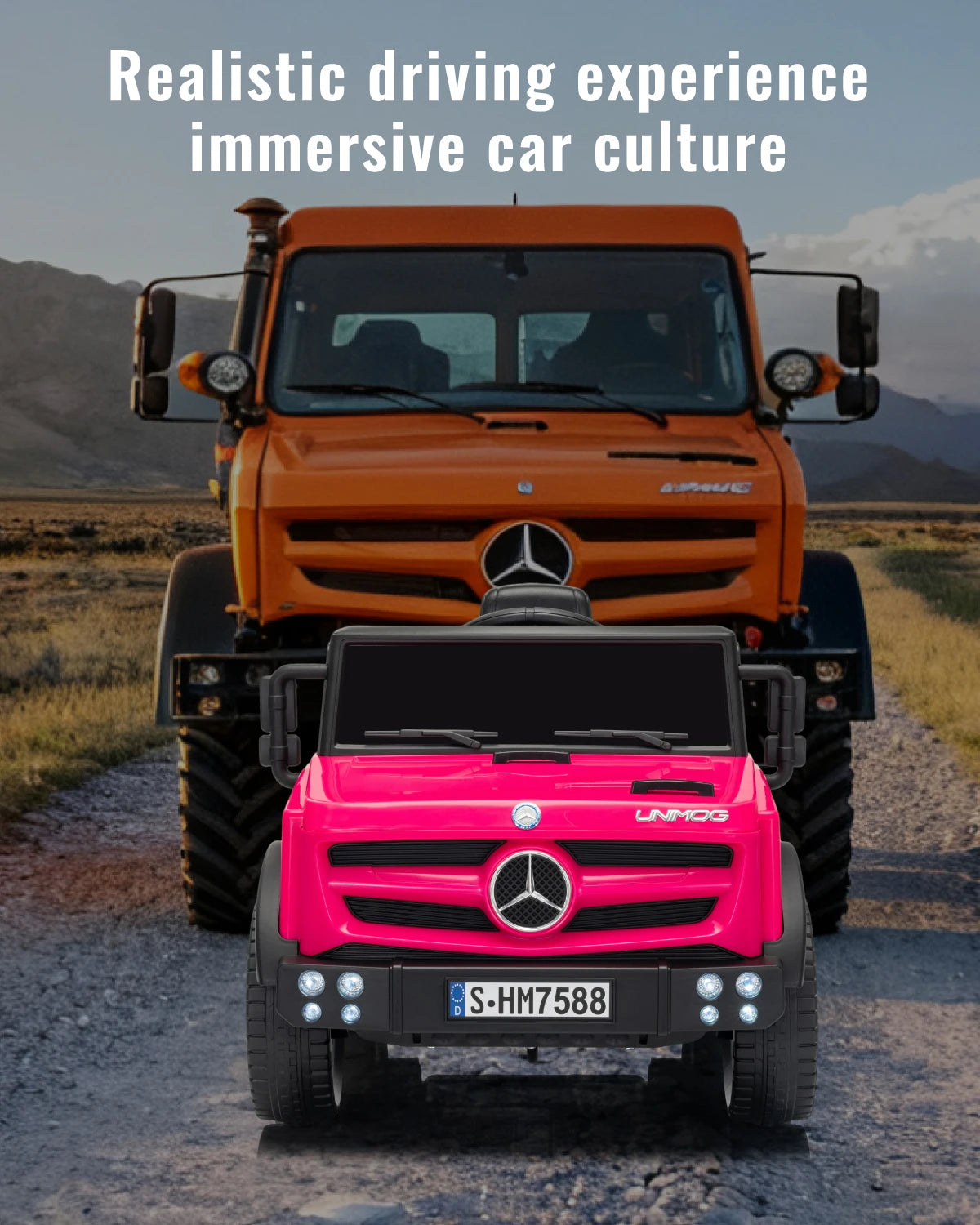 Regala ai tuoi bambini l’avventura in stile fuoristrada con il Mercedes-Benz Unimog elettrico 12V! Dotato di telecomando per i genitori, luci LED, lettore musicale e cintura di sicurezza, offre un’esperienza di guida sicu