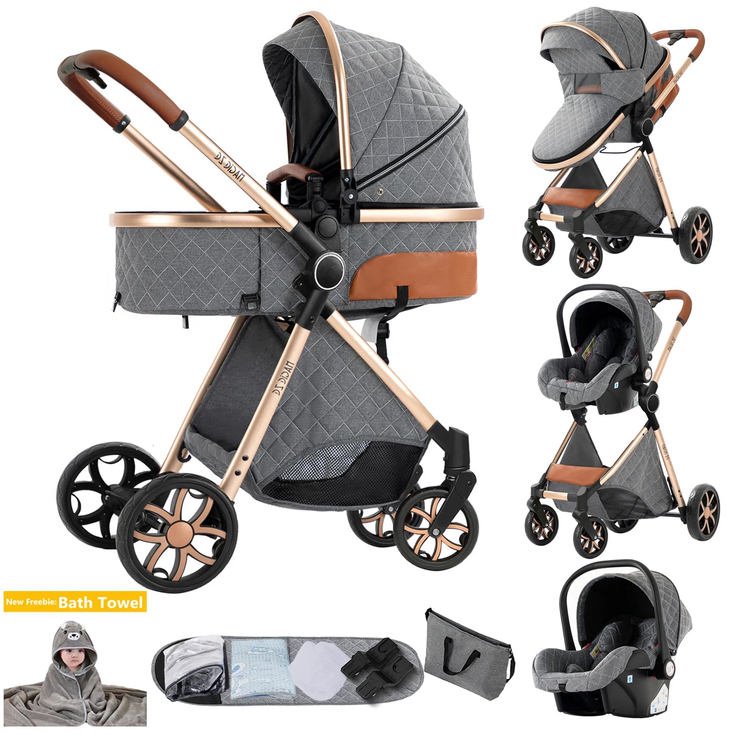 Passeggino 3 in 1 per neonati – Leggero, pieghevole e confortevole, ideale per ogni viaggio