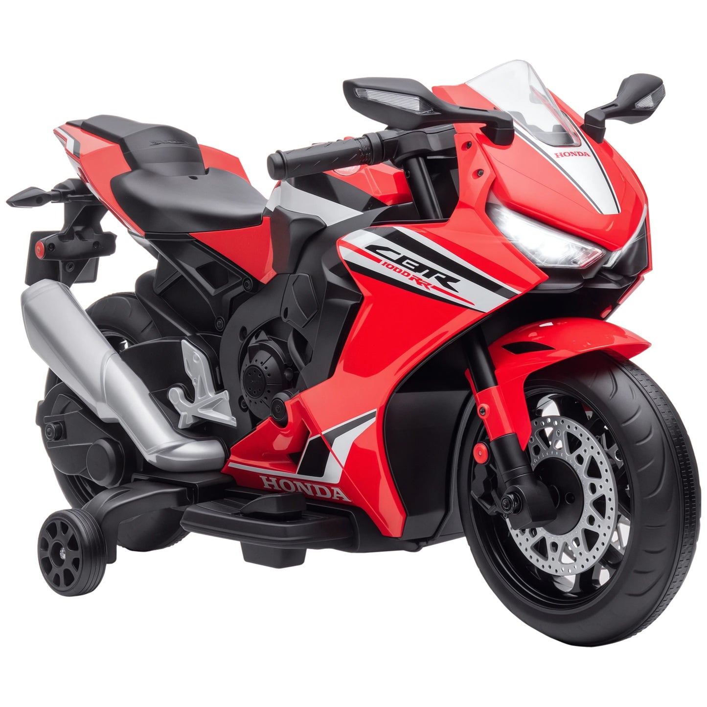 Moto elettrica per bambini HOMCOM con licenza Honda, batteria ricaricabile da 6V, velocità 3 km/h, con musica e ruote stabilizzatrici, colore rosso