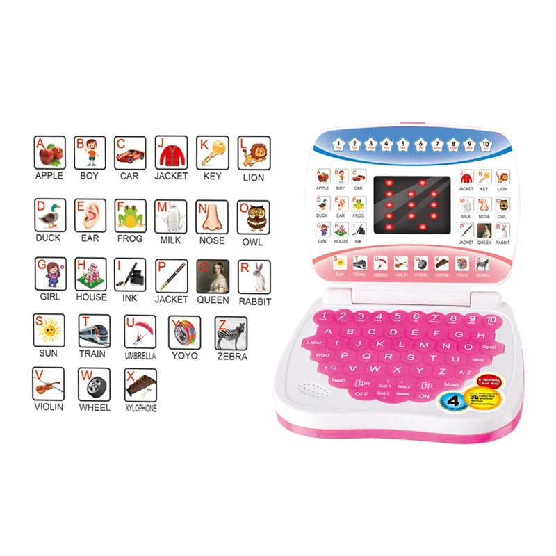 Computer portatile educativo per bambini, giocattolo elettronico prescolare per l’apprendimento delle lingue, regalo per lo sviluppo delle capacità cognitive dei più piccoli