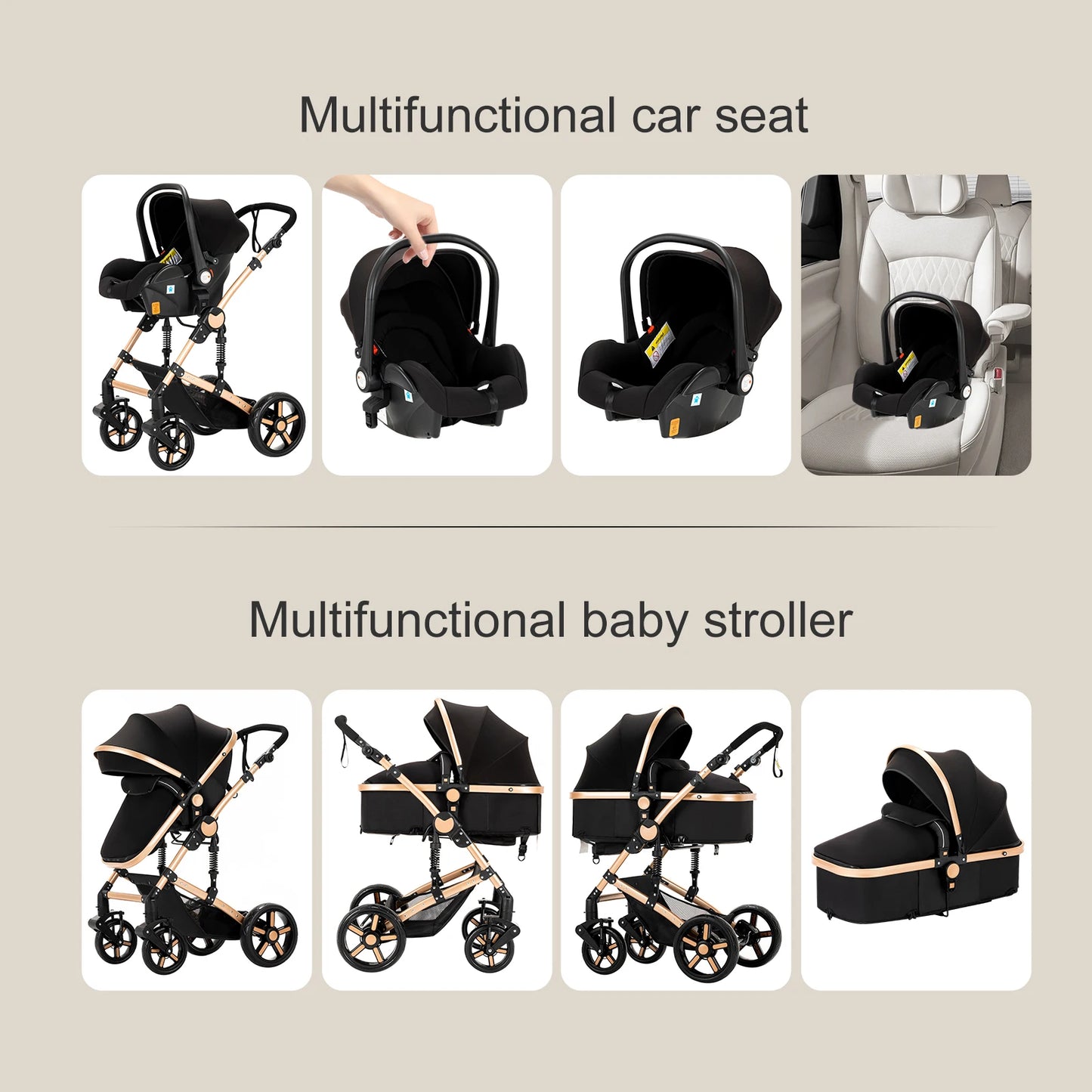 Passeggino 3 in 1 per neonati – Leggero, pieghevole e confortevole, ideale per ogni viaggio