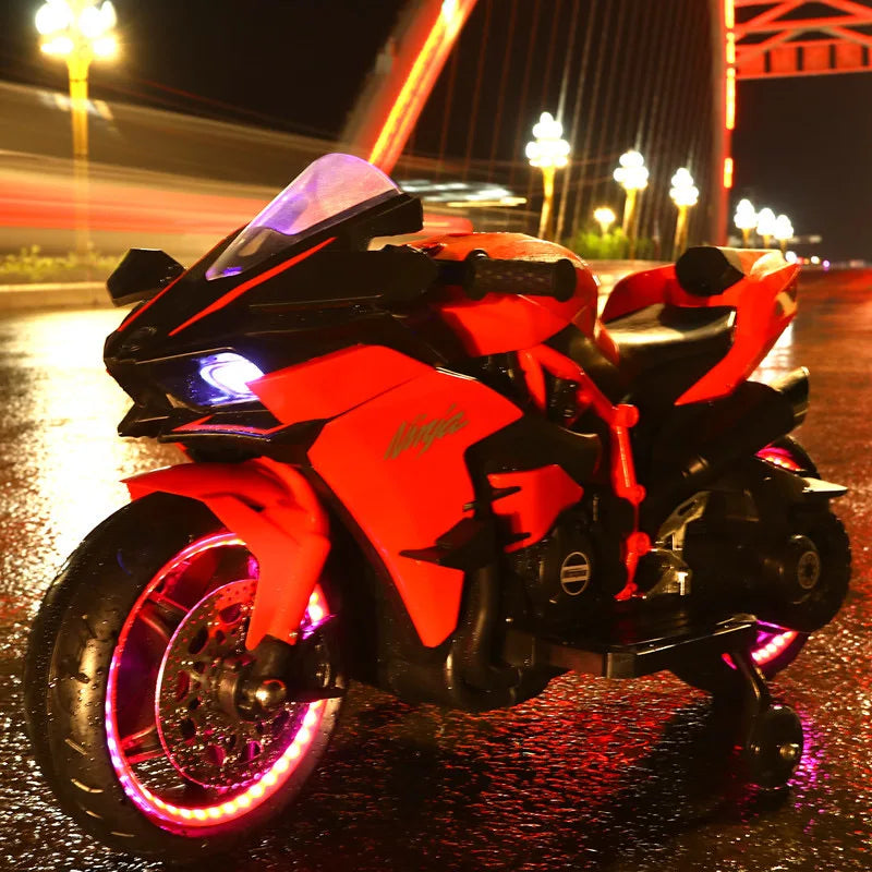 Moto elettrica per bambini dal design realistico, lunga 1,1 metri, perfetta per piccoli piloti dai 3 ai 9 anni.
Dotata di batteria ricaricabile, offre un’esperienza di guida sicura e divertente.